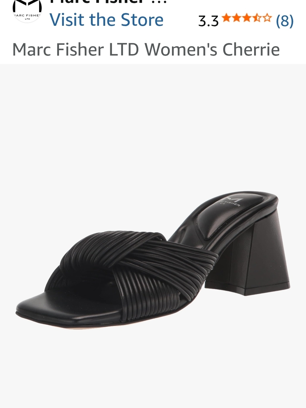 Marc Fisher Black Twisted Strap Block Heel Mule